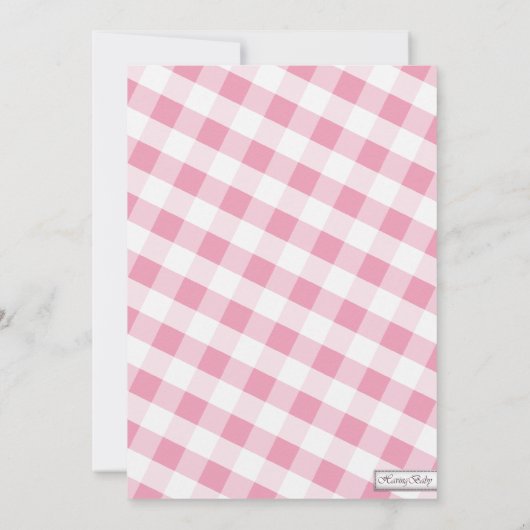 Invitation Baby shower en toile En vichy rose et blanc (Dos)