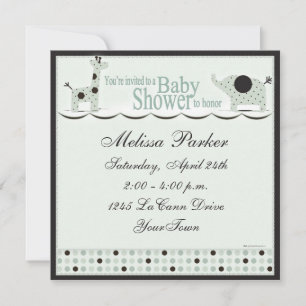 Invitation Baby shower en vert avec points de Poka