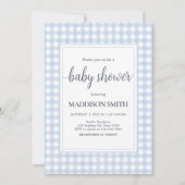 Invitation Baby shower En vichy bleu classique (Devant)