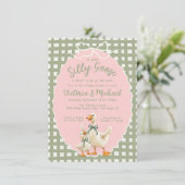 Invitation Baby shower En vichy Bow de l'oie bête (Debout devant)