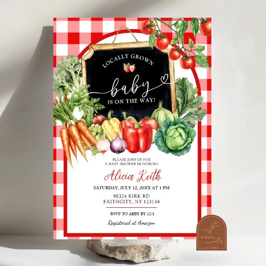 Invitation Baby shower En vichy cultivé localement