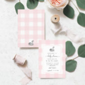 Invitation Baby shower En vichy rose cygne