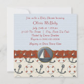 Invitation Baby shower en voilier rouge et bleu (Dos)