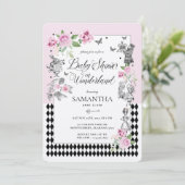 Invitation Baby shower en Wonderland Chic Floral Fairytale (Debout devant)