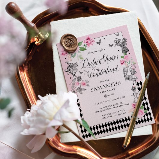 Invitation Baby shower en Wonderland Chic Floral Fairytale