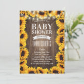 Invitation Baby shower encadré de tournesol rustique (Debout devant)