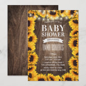 Invitation Baby shower encadré de tournesol rustique (Devant / Derrière)