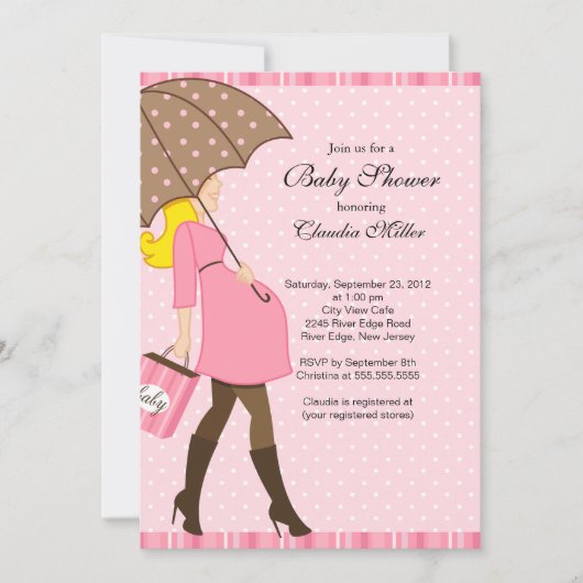 Invitation Baby shower enceinte blond chic de maman (Devant)