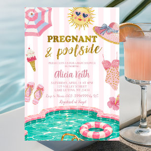 Invitation Baby shower enceinte et au bord de la piscine avec