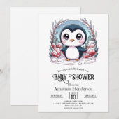 Invitation Baby Shower Enchanté du Petit Manchot Simple (Devant / Derrière)