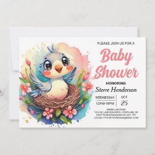 Invitation Baby shower Enchanted Boho Woodland Bird