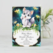 Invitation Baby shower Enchanted Forest Wolf (Debout devant)