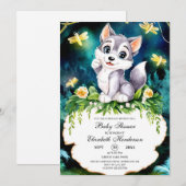 Invitation Baby shower Enchanted Forest Wolf (Devant / Derrière)