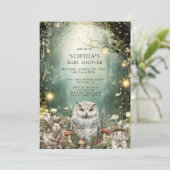 Invitation Baby shower Enchanted Forest Woodland Animaux (Debout devant)