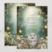 Invitation Baby shower Enchanted Forest Woodland Animaux (Devant / Derrière)