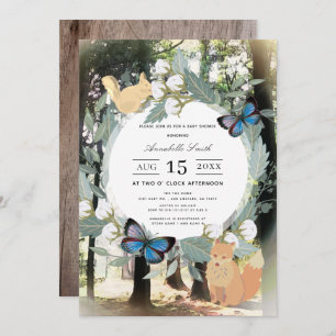 Invitation Baby shower Enchanted Forest Woodland Animaux
