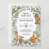 Invitation Baby shower Enchanted Forest Woodland Animaux (Devant)