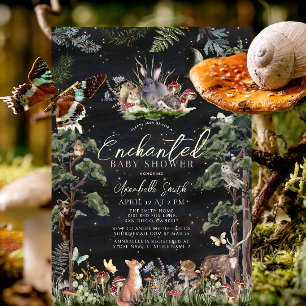 Invitation Baby shower Enchanted Forest Woodland Animaux