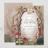 Invitation Baby shower Enchanted Forest Woodland Animaux (Devant / Derrière)