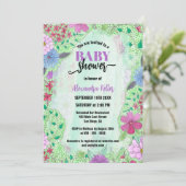 Invitation Baby shower Enchanted Watercolor Ink Garden Blooms (Debout devant)
