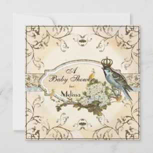 Invitation baby shower - Enchantée Oiseaux de Bois