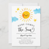 Invitation Baby shower ensoleillé Voici le soleil (Devant)