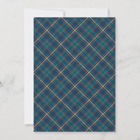 Invitation Baby shower équestre bleu Plaid Preppy classique (Dos)