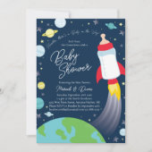 Invitation Baby shower Espace Extérieur Bouteille Fusée Navir (Devant)