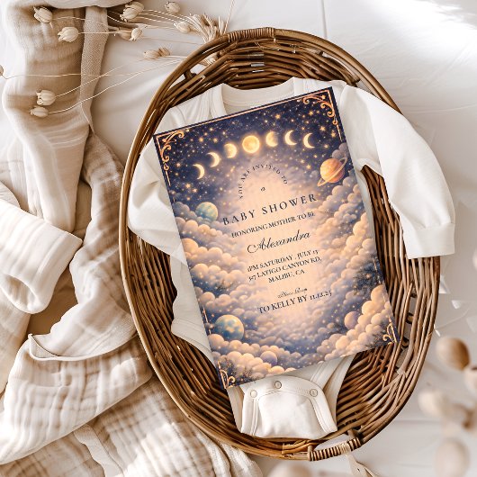Invitation Baby Shower Espace Phases de la Lune
