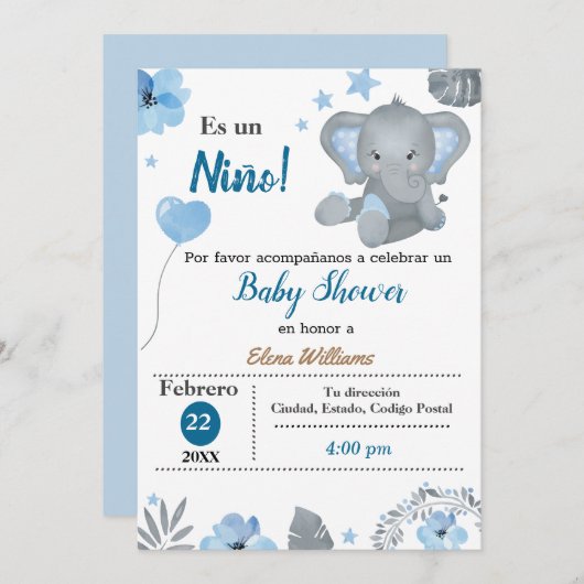 Invitation Baby shower-espagnol (Devant / Derrière)