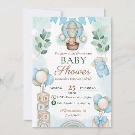 Invitation Baby shower espagnol (Devant)