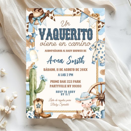 Invitation Baby Shower espagnol Blue Vaquerito