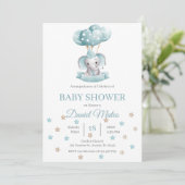 Invitation Baby shower espagnol des éléphants (Debout devant)