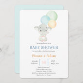 Invitation Baby shower espagnol des éléphants (Devant / Derrière)