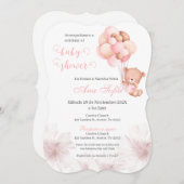 Invitation Baby shower espagnol Ours rose fille (Devant / Derrière)