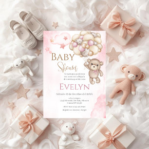 Invitation Baby shower espagnol Ours rose fille