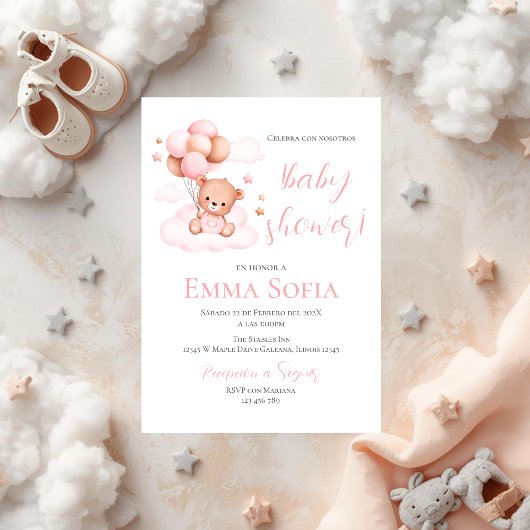 Invitation Baby shower espagnol rose
