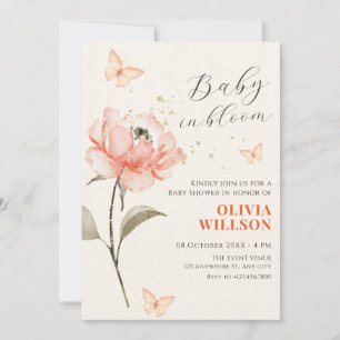 Invitation Baby shower esthétique fleur aquarelle