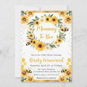 Invitation Baby Shower Été Aquarelle Abeille et Tournesols