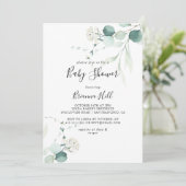 Invitation Baby shower Été Vert Eucalyptus Foliage (Debout devant)