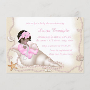 Invitation Baby shower Ethnic Baby Girl Beach
