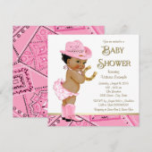Invitation Baby shower Ethnic Cowgirl (Devant / Derrière)