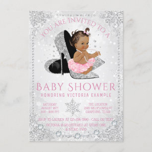 Invitation Baby shower Ethnic Girl Winter Wonderland