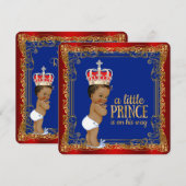 Invitation Baby shower Ethnic Royal Prince (Devant / Derrière)