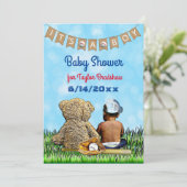 Invitation Baby shower ethnique à thème du baseball des garço (Debout devant)