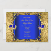 Invitation Baby shower ethnique Boy Royal Blue Gold (Dos)