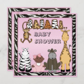 Invitation Baby shower ethnique d'animaux de bébé et de (Devant / Derrière)