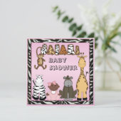 Invitation Baby shower ethnique d'animaux de bébé et de (Debout devant)