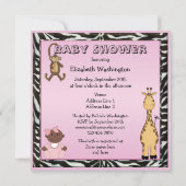 Invitation Baby shower ethnique d'animaux de bébé et de (Dos)