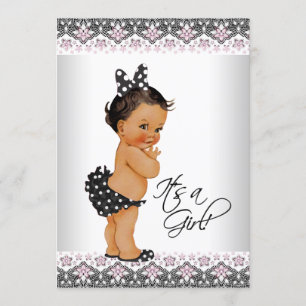 Invitation Baby shower ethnique de dentelle de rose de douche